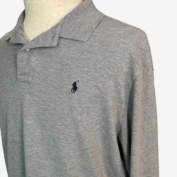 Polo Ralph Lauren Long Sleeve Polo Shirt Gray Men’s XL 100% Cotton Classic - Picture 2 of 7